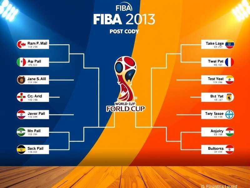 Visualization of FIBA World Cup bracket with team flags and pathways