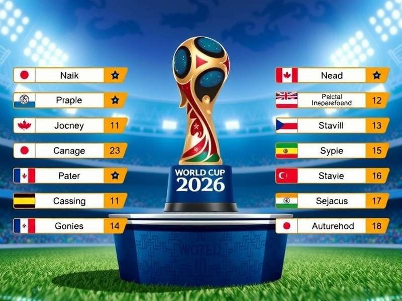 FIFA World Cup trophy on display with stadium background