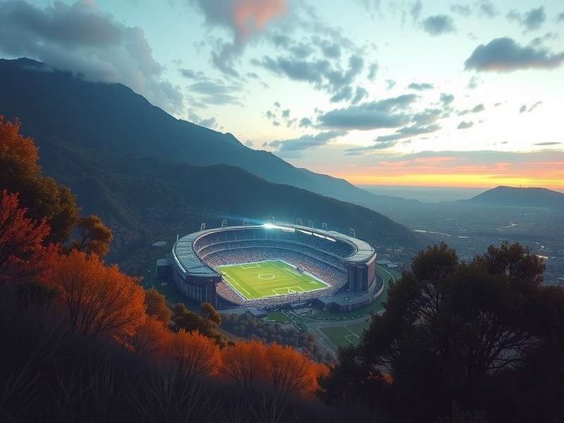 Panoramic view of a modern football stadium with a full crowd
