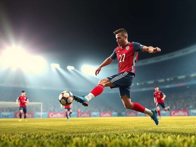 Soccer World Cup trophy shining on a dark background