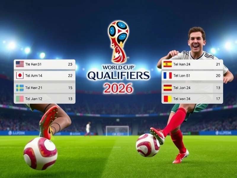 Football players competing during a World Cup qualifier match