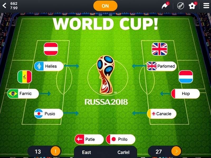 FIFA World Cup Trophy with football stadium in background