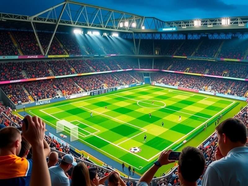 A vibrant crowd celebrating at a FIFA World Cup stadium