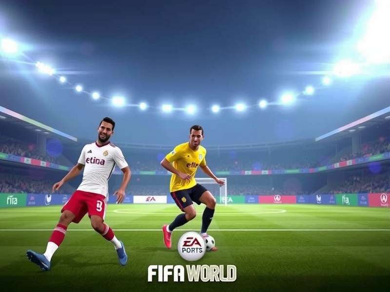 Fifa World Cup trophy shining under stadium lights