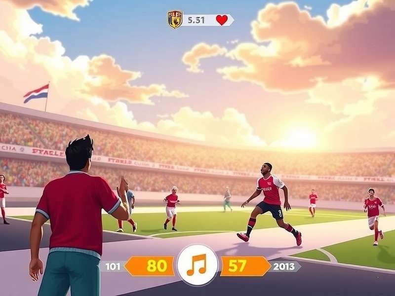 Crowd at a World Cup stadium singing along with lights