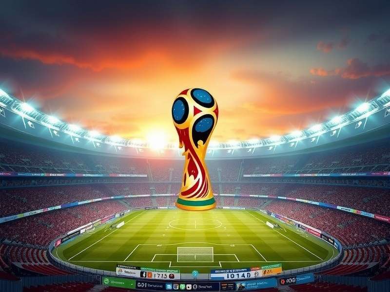 FIFA World Cup stadium with cheering fans during a match