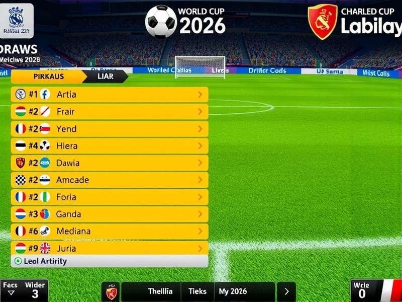 FIFA World Cup Trophy with football stadium in background