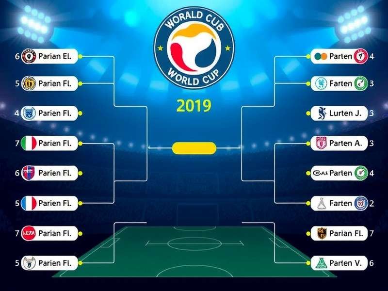 Club World Cup trophy and football on pitch