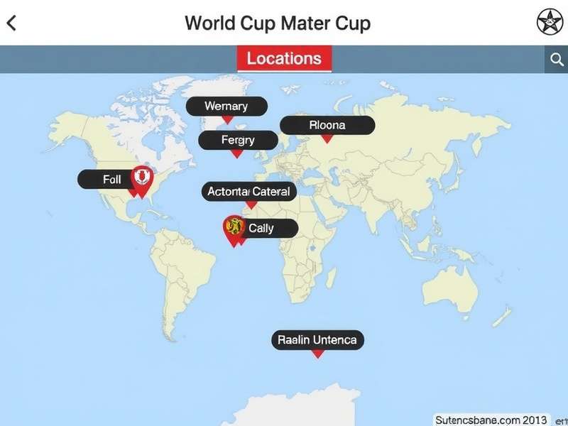 World Cup locations map showing all host nations from 1930 to 2034