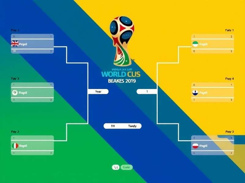 World Cup bracket standings overview with stadium and trophy