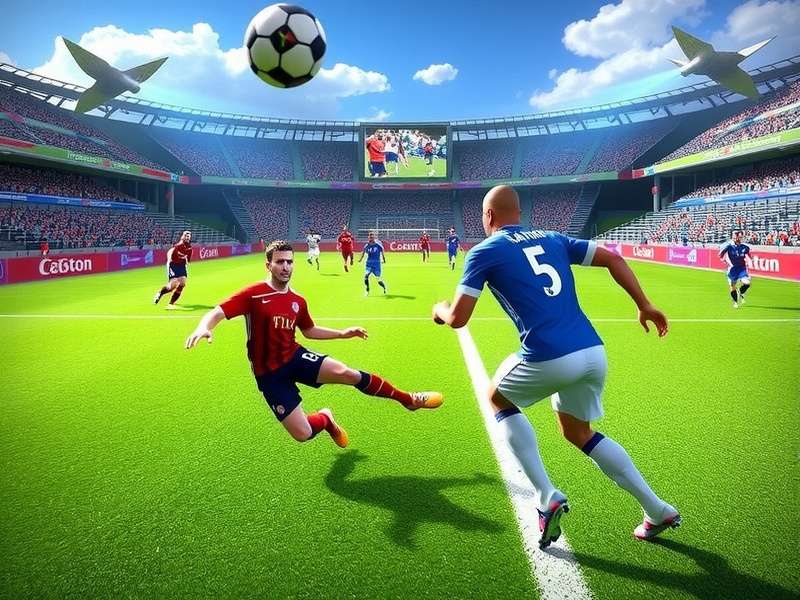 World Cup football stadium packed with fans cheering under floodlights