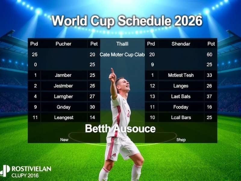 World Cup 2026 Schedule overview graphic showing 48 teams, 16 host cities and 104 matches