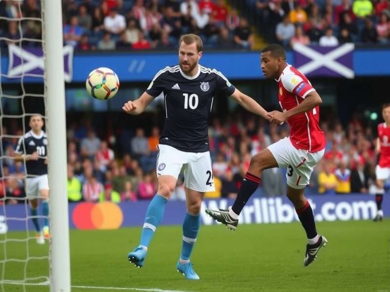 Scotland World Cup fans celebrating with tartan scarves and flags at Hampden Park, showcasing the famous Tartan Army spirit.