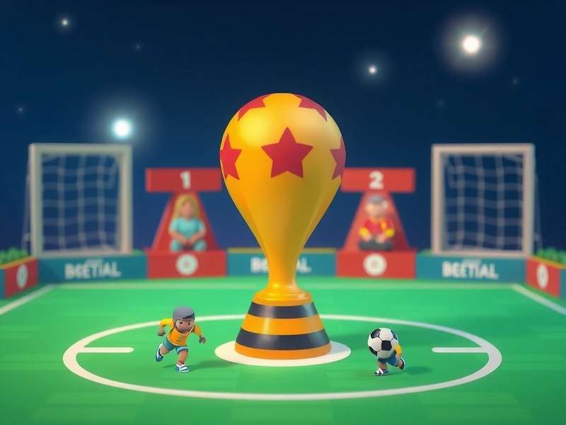 Mini World Cup intense gaming moment on console with vibrant stadium atmosphere